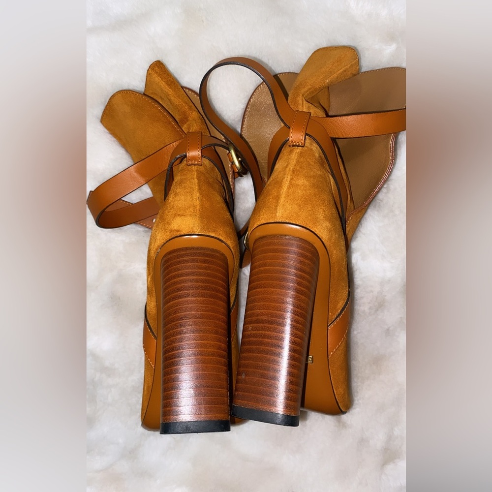 Gucci Mustard Suede Ankle Boots with Leather Wrap Straps - Picture 3 of 10